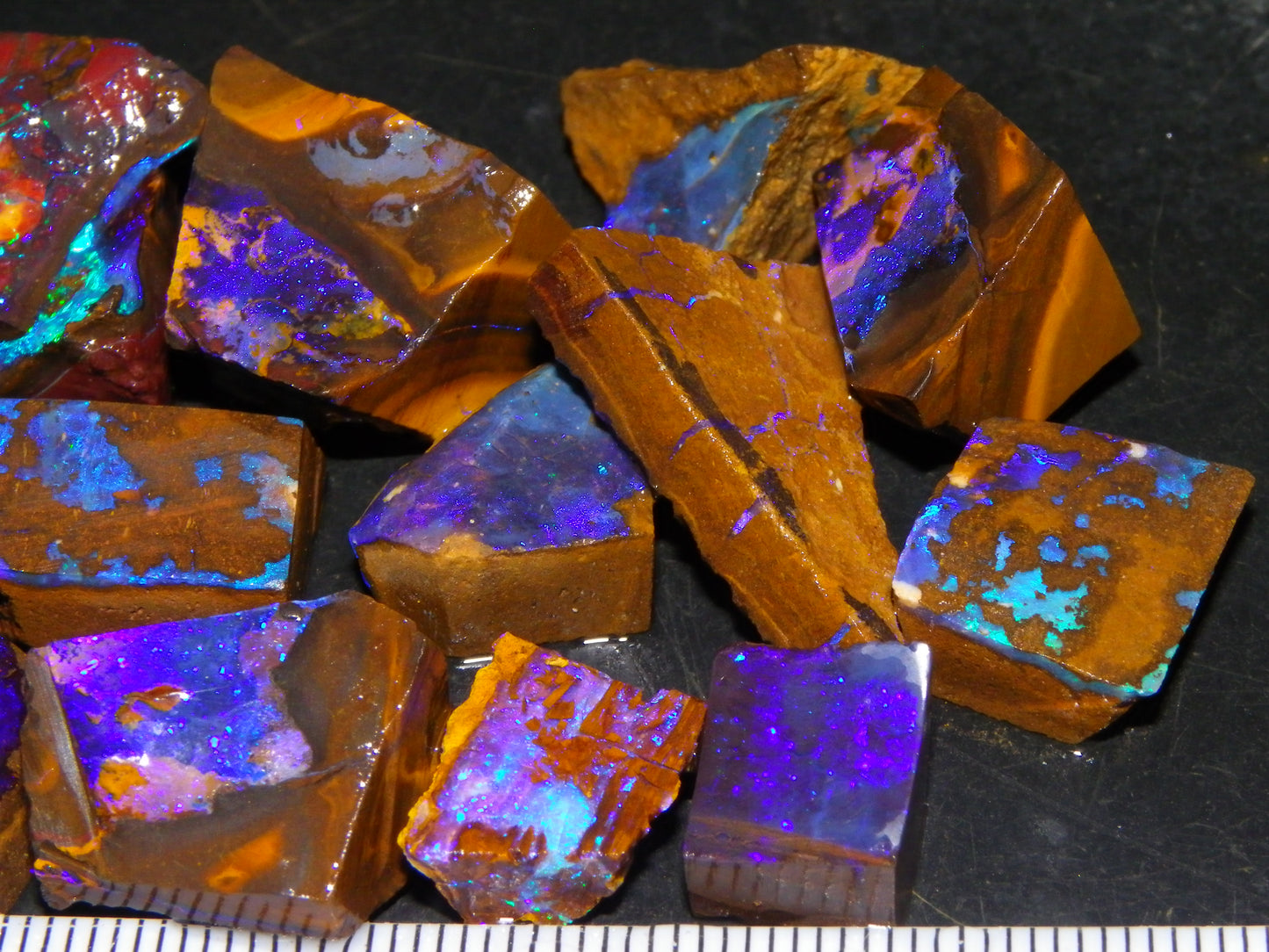 Nice Rough Boulder Opal Parcel 241cts Purple/Blue/Green Fires Crystal Ironstone Australia