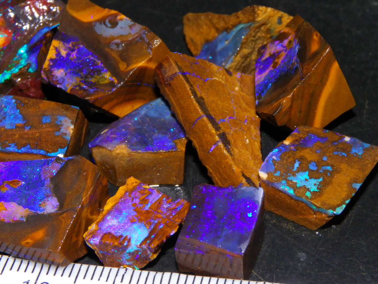 Nice Rough Boulder Opal Parcel 241cts Purple/Blue/Green Fires Crystal Ironstone Australia
