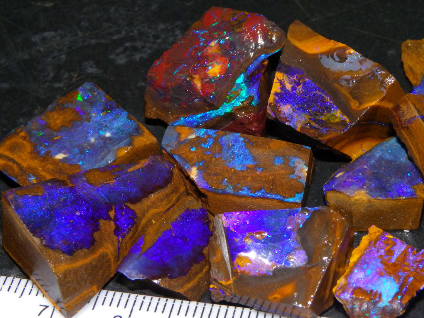 Nice Rough Boulder Opal Parcel 241cts Purple/Blue/Green Fires Crystal Ironstone Australia