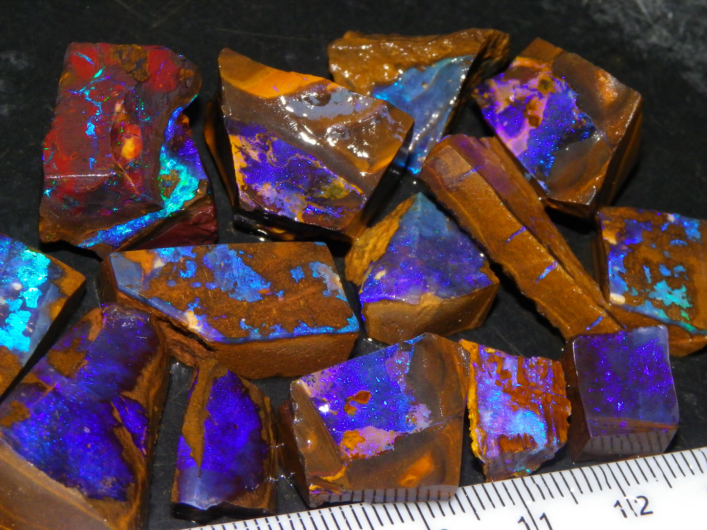 Nice Rough Boulder Opal Parcel 241cts Purple/Blue/Green Fires Crystal Ironstone Australia
