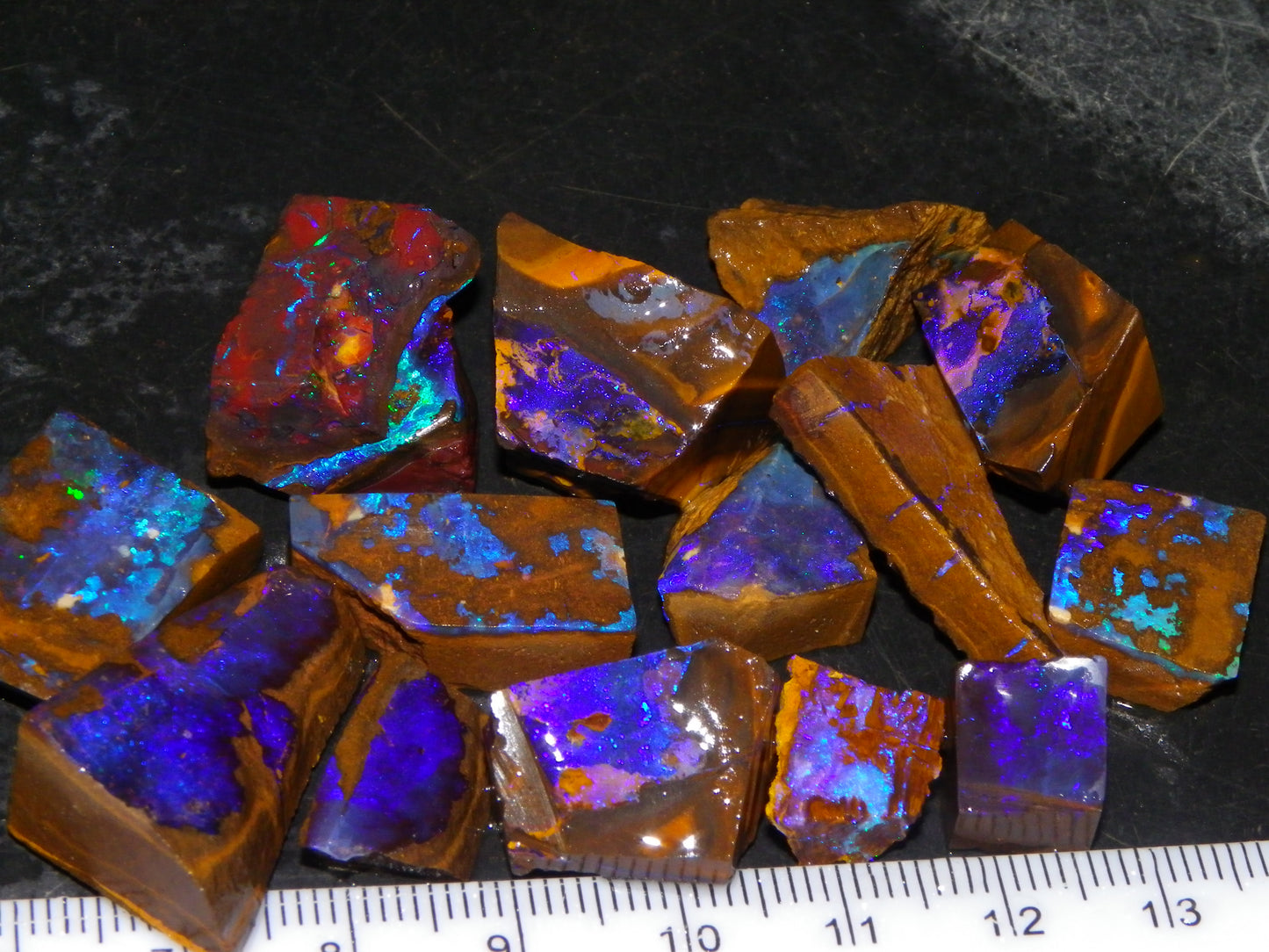 Nice Rough Boulder Opal Parcel 241cts Purple/Blue/Green Fires Crystal Ironstone Australia