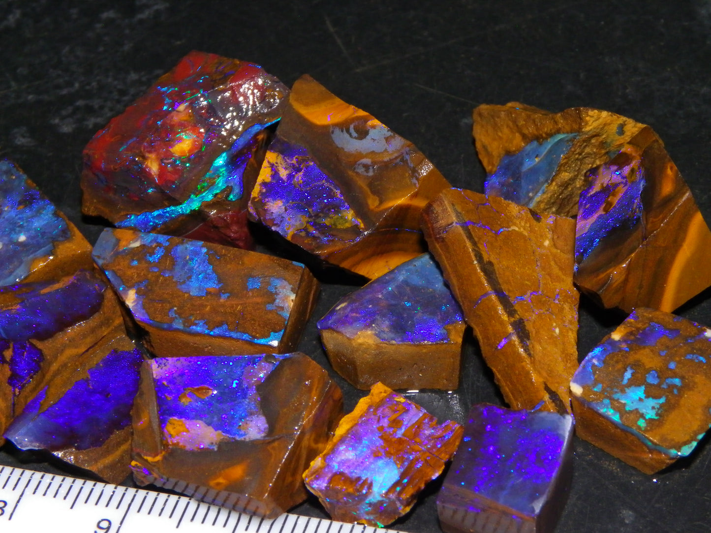 Nice Rough Boulder Opal Parcel 241cts Purple/Blue/Green Fires Crystal Ironstone Australia