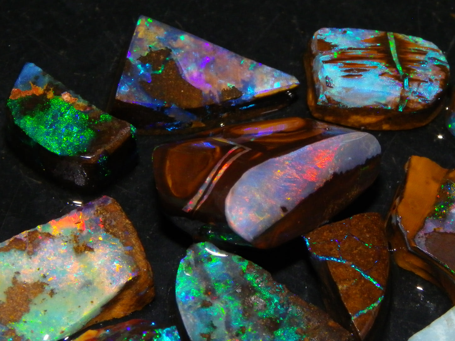 Nice Boulder Opal Rub/Rough Parcel 78cts Multicolour Fires/Patterns Queensland Australia