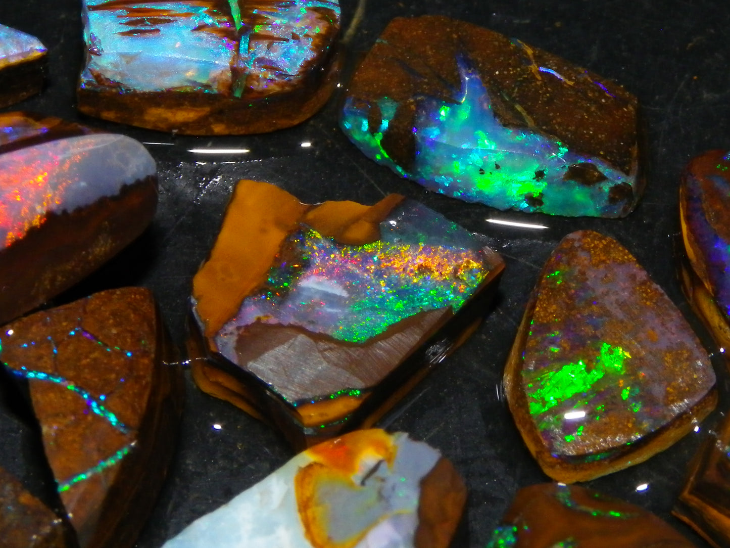 Nice Boulder Opal Rub/Rough Parcel 78cts Multicolour Fires/Patterns Queensland Australia