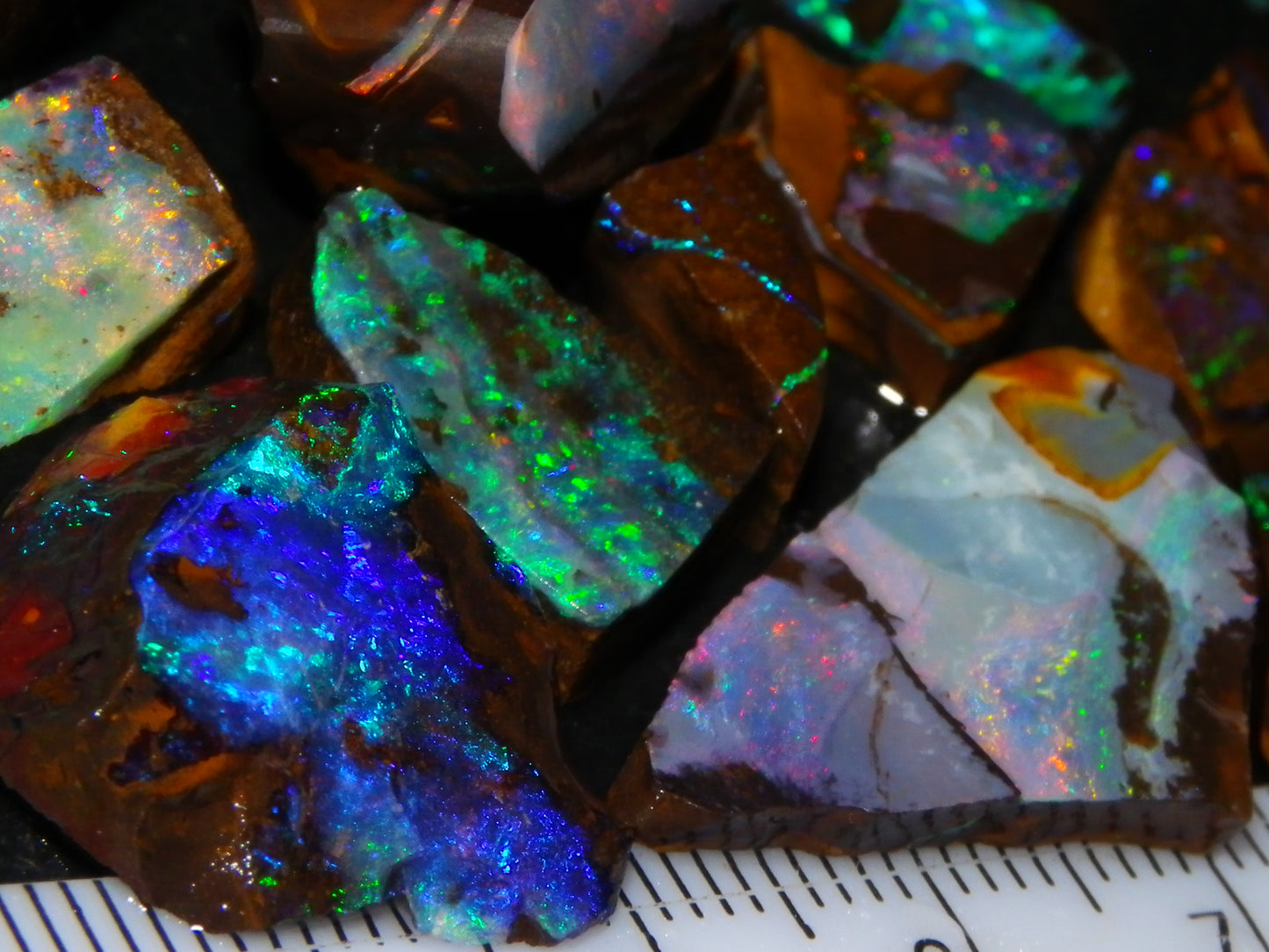Nice Boulder Opal Rub/Rough Parcel 78cts Multicolour Fires/Patterns Queensland Australia