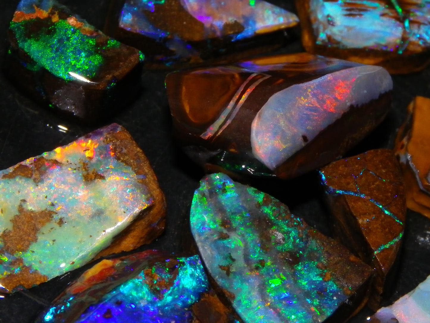 Nice Boulder Opal Rub/Rough Parcel 78cts Multicolour Fires/Patterns Queensland Australia