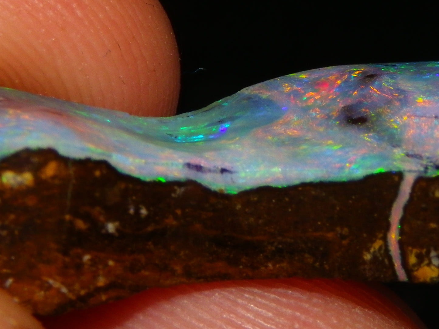 Nice Qld Boulder Opal Rub/Freeform 22.52cts Nice Fires/Multicolours Unusual Shape