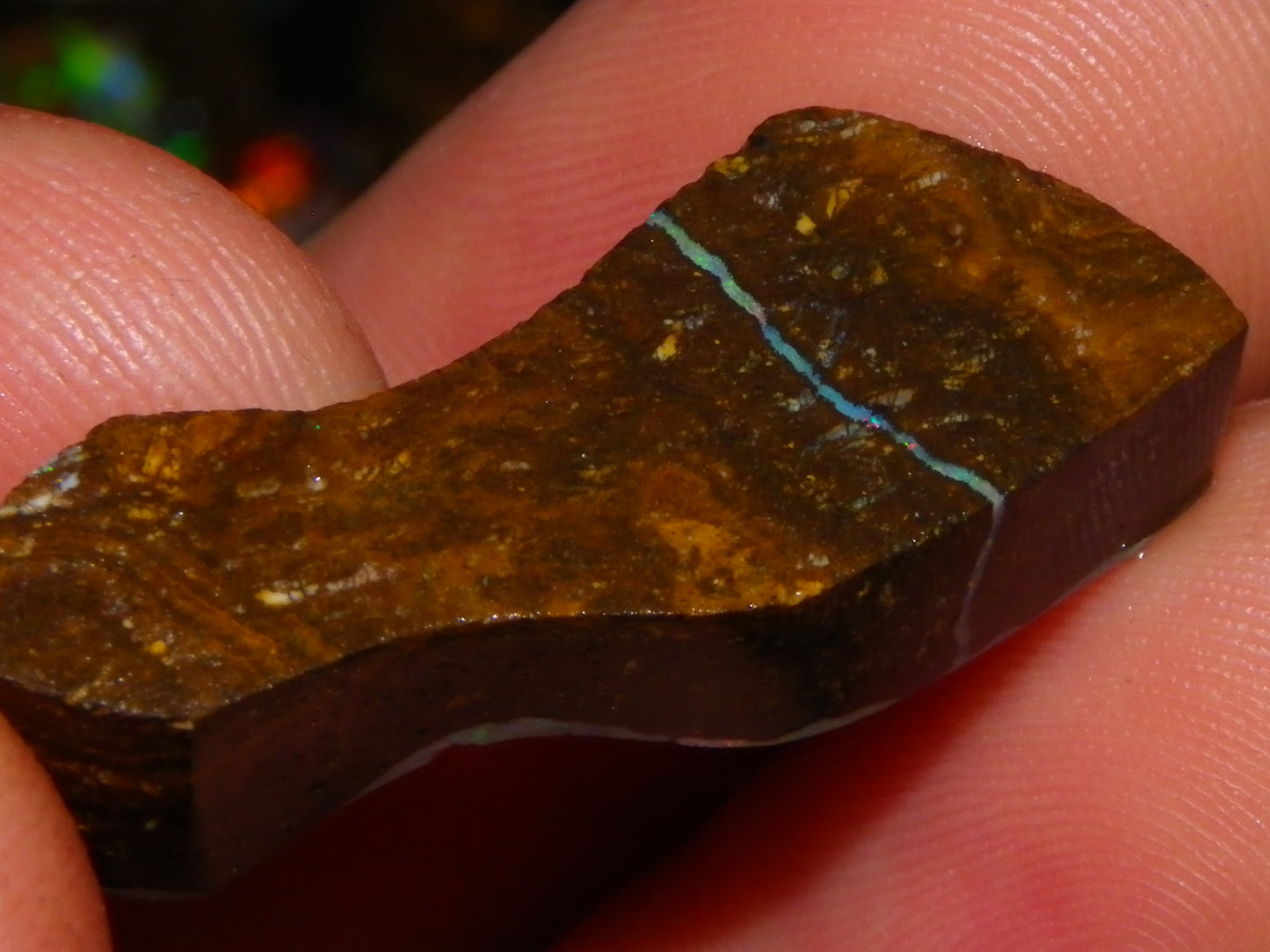 Nice Qld Boulder Opal Rub/Freeform 22.52cts Nice Fires/Multicolours Unusual Shape