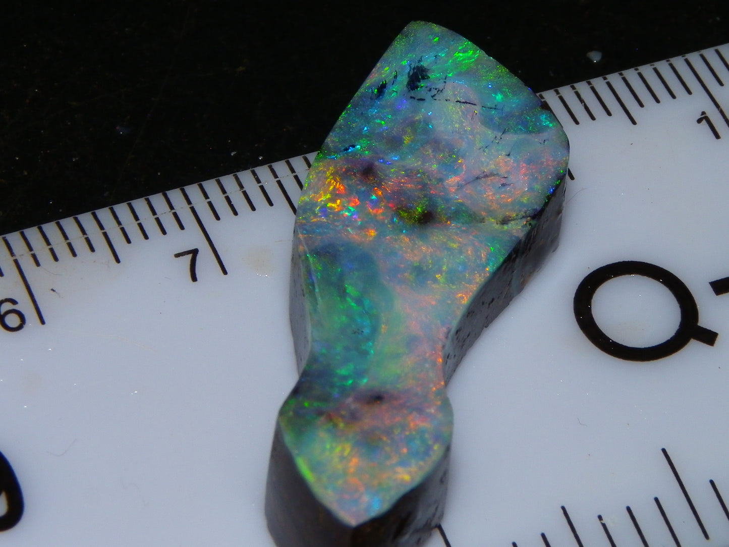 Nice Qld Boulder Opal Rub/Freeform 22.52cts Nice Fires/Multicolours Unusual Shape