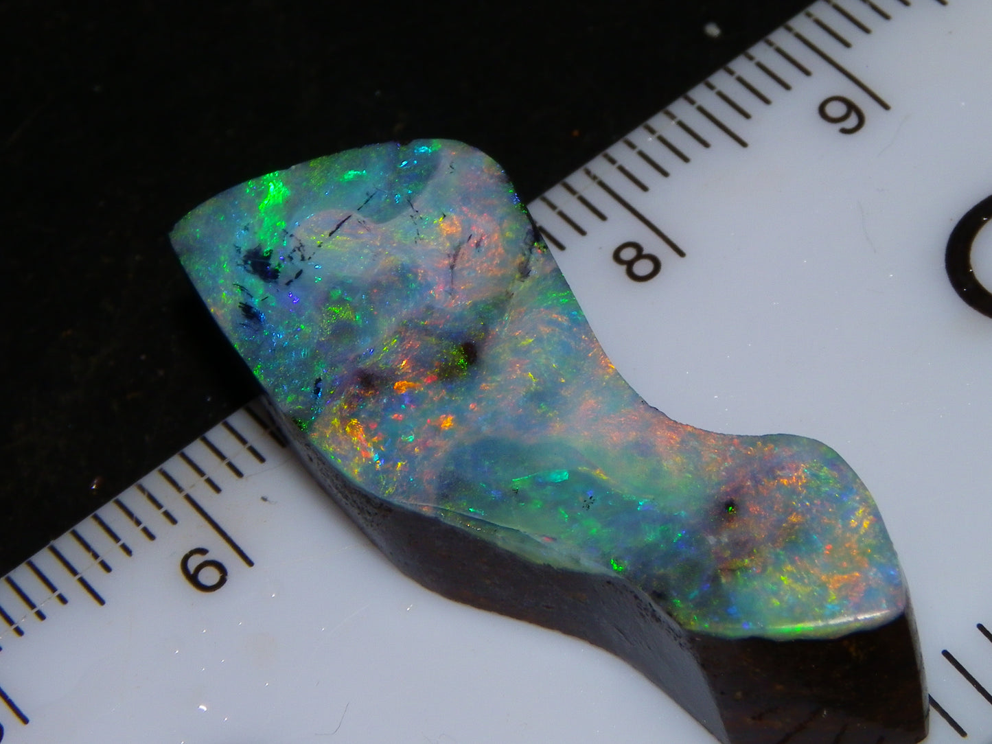 Nice Qld Boulder Opal Rub/Freeform 22.52cts Nice Fires/Multicolours Unusual Shape