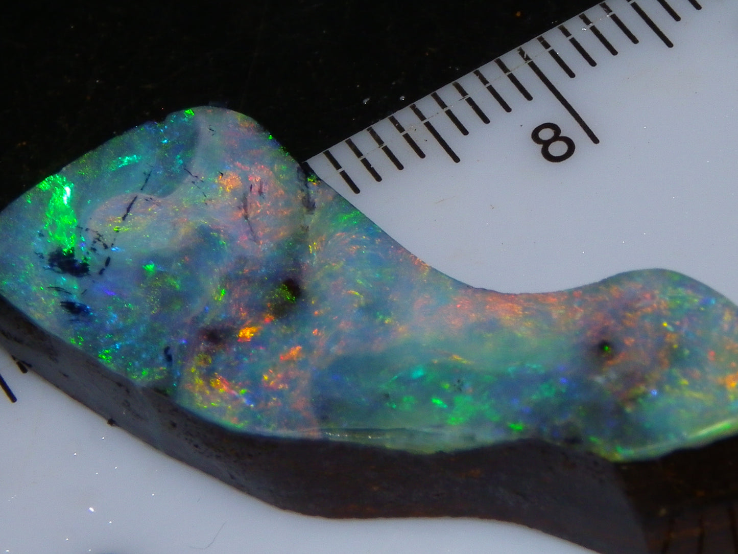 Nice Qld Boulder Opal Rub/Freeform 22.52cts Nice Fires/Multicolours Unusual Shape