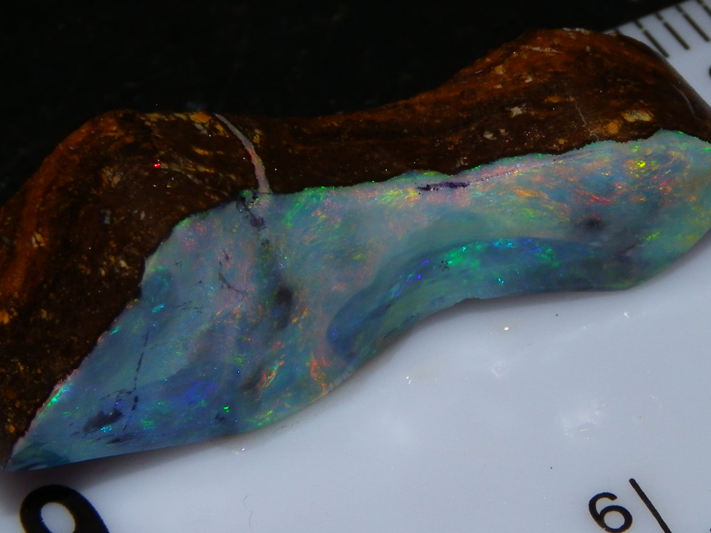 Nice Qld Boulder Opal Rub/Freeform 22.52cts Nice Fires/Multicolours Unusual Shape