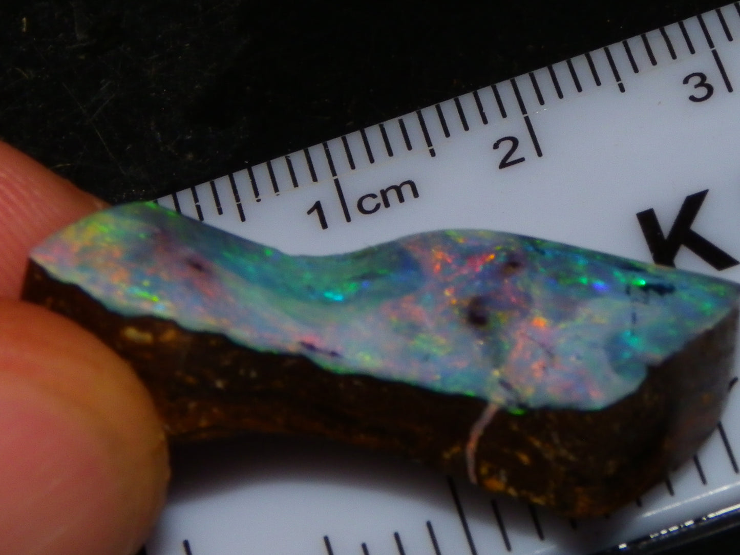 Nice Qld Boulder Opal Rub/Freeform 22.52cts Nice Fires/Multicolours Unusual Shape