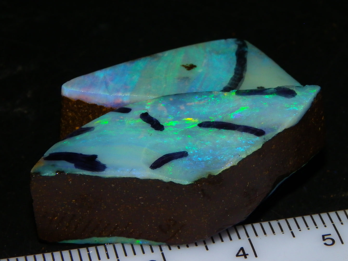 2 Nice Rough/Rubbed Boulder Opals 90.5cts Queensland Australia Green/Blues