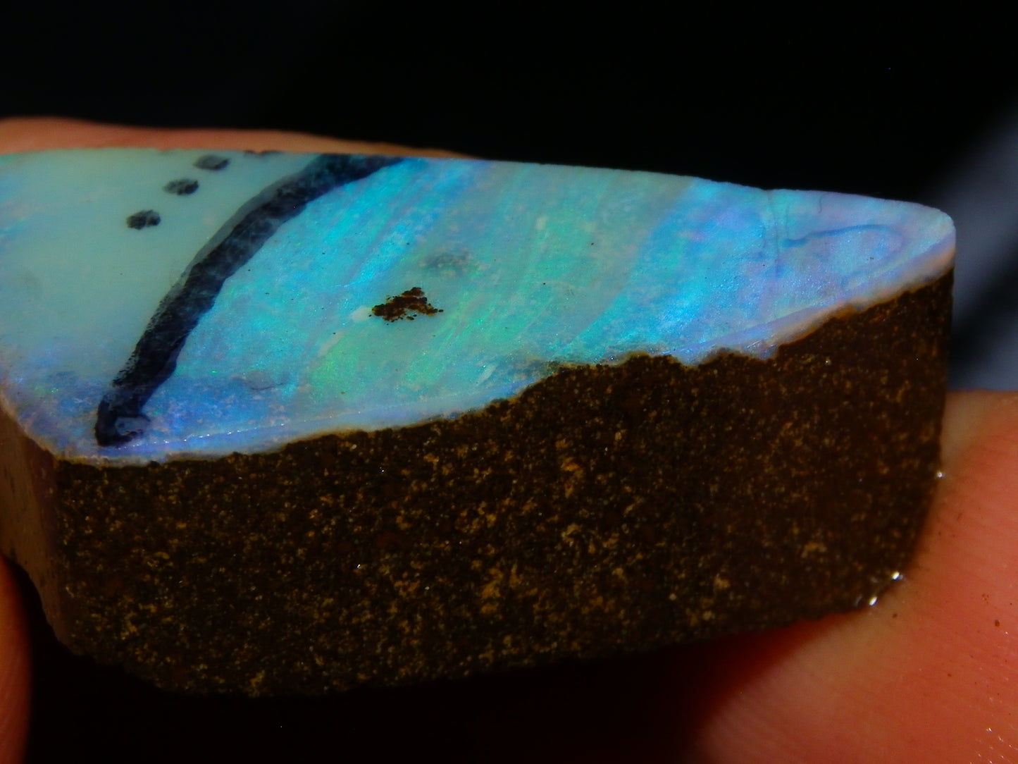 2 Nice Rough/Rubbed Boulder Opals 90.5cts Queensland Australia Green/Blues