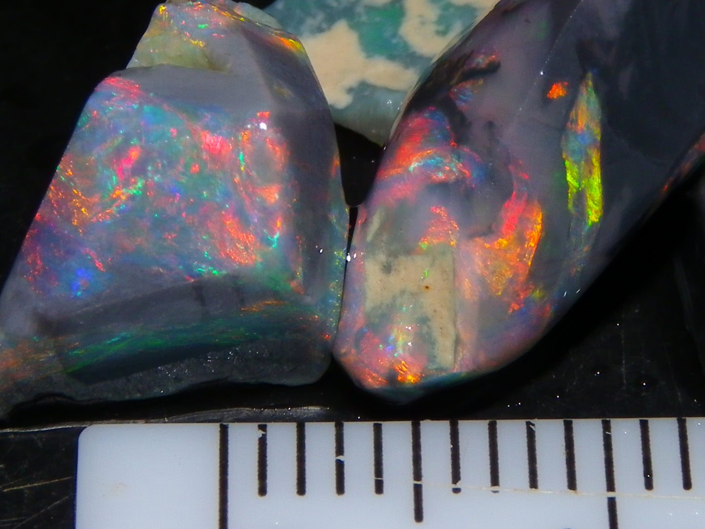 Nice Quality Rubbed Lightning Ridge Opal Parcel 18.04cts Dark Base Reds/Greens