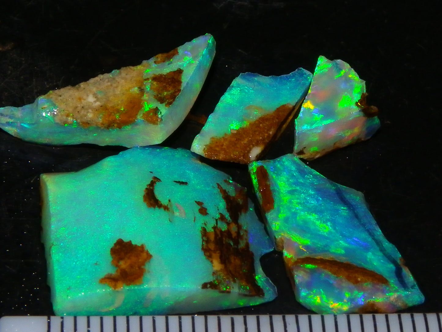 Nice Rough/Sliced Crystal Opal 15.08cts Koroit Queensland Australia Blue/Greens