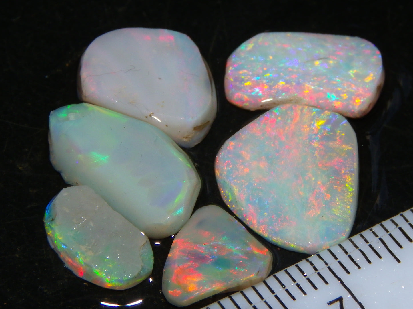 6 Coober Pedy Seam Opal Rubs/Rough Parcel 12.06cts Multicolour Fires Australia