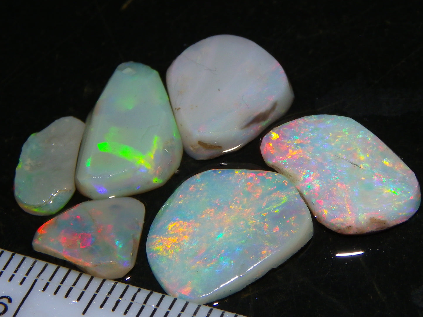 6 Coober Pedy Seam Opal Rubs/Rough Parcel 12.06cts Multicolour Fires Australia
