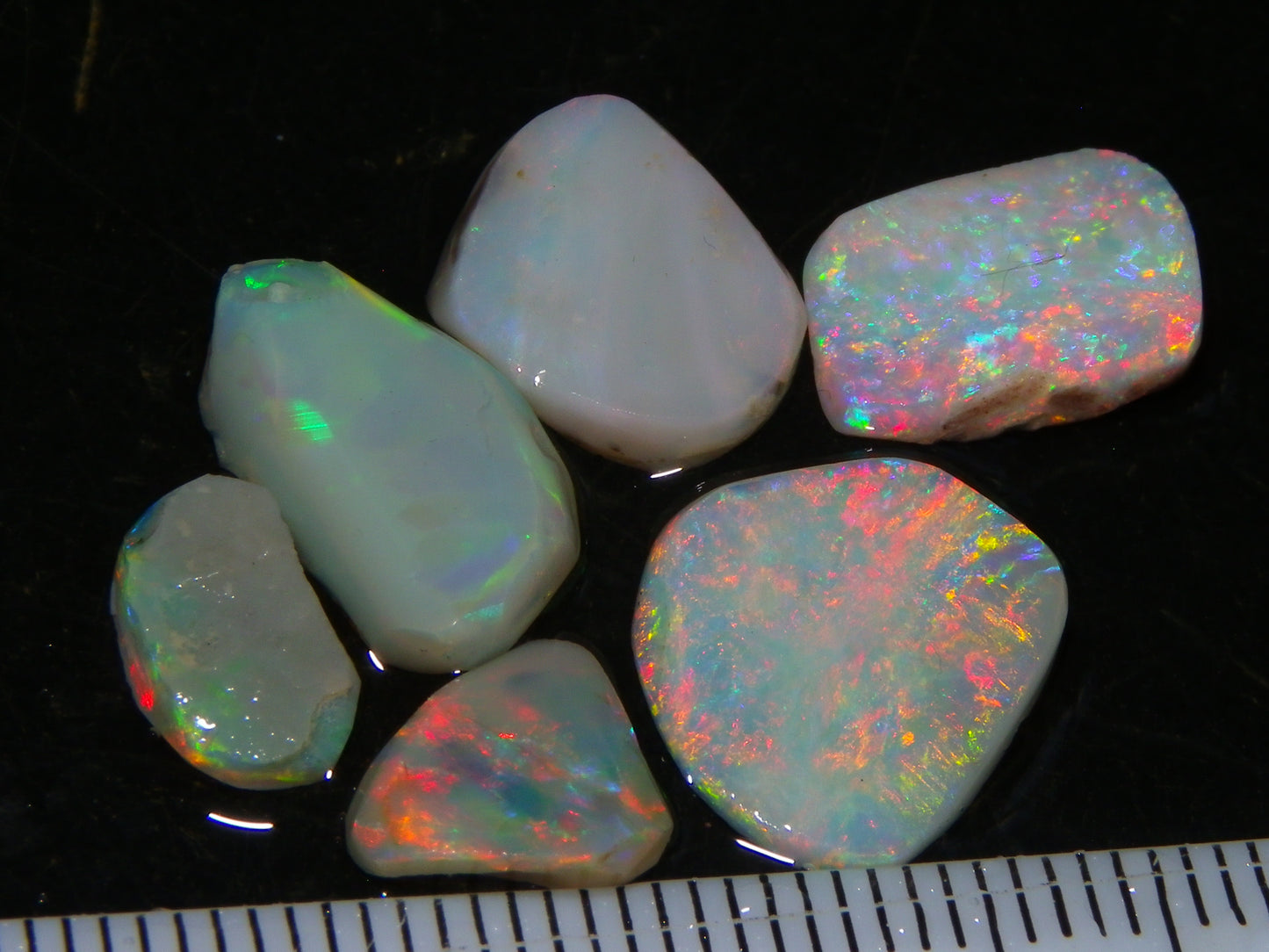 6 Coober Pedy Seam Opal Rubs/Rough Parcel 12.06cts Multicolour Fires Australia