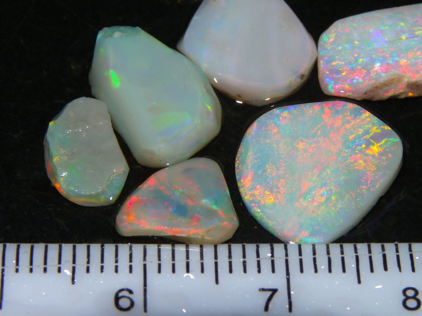 6 Coober Pedy Seam Opal Rubs/Rough Parcel 12.06cts Multicolour Fires Australia
