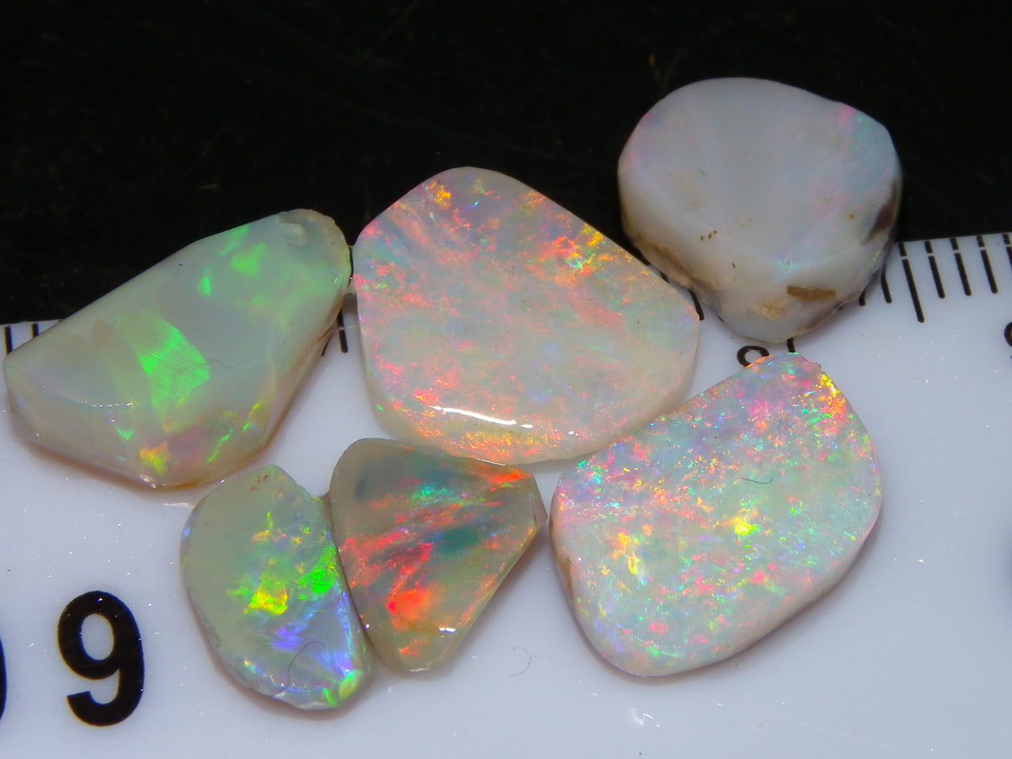 6 Coober Pedy Seam Opal Rubs/Rough Parcel 12.06cts Multicolour Fires Australia