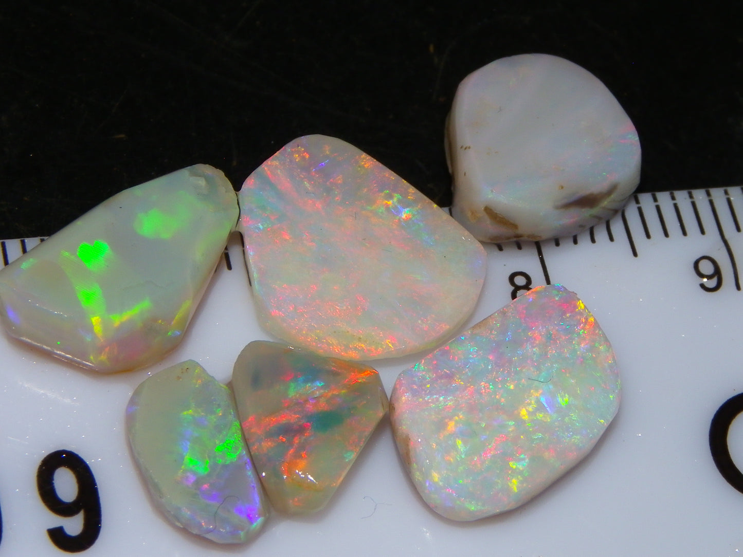 6 Coober Pedy Seam Opal Rubs/Rough Parcel 12.06cts Multicolour Fires Australia