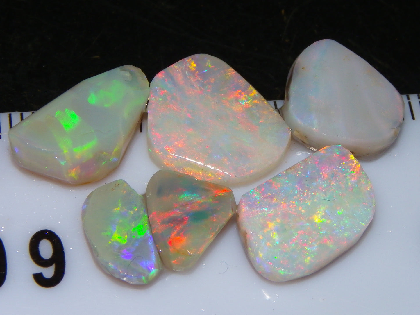 6 Coober Pedy Seam Opal Rubs/Rough Parcel 12.06cts Multicolour Fires Australia