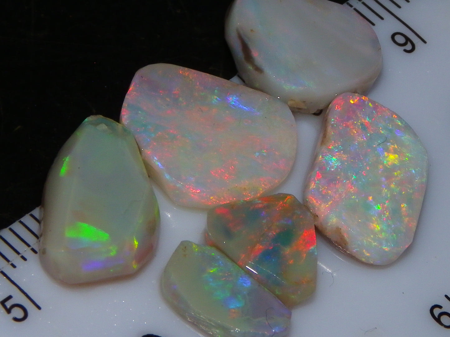 6 Coober Pedy Seam Opal Rubs/Rough Parcel 12.06cts Multicolour Fires Australia