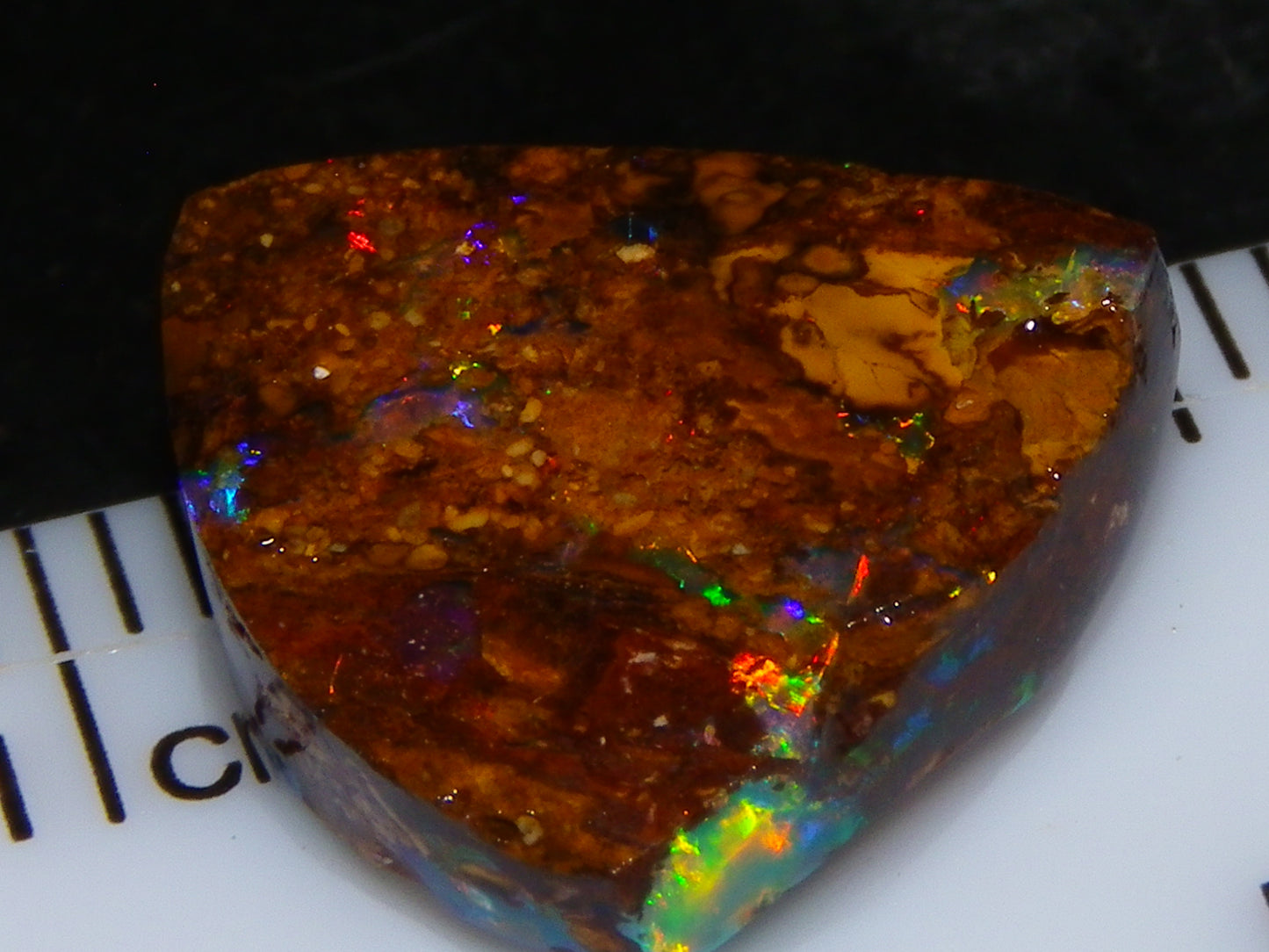Very Nice Koroit Fossil/Crystal Opal Cab/Preform 4,04cts Bright Orange/Green Fires rare stone