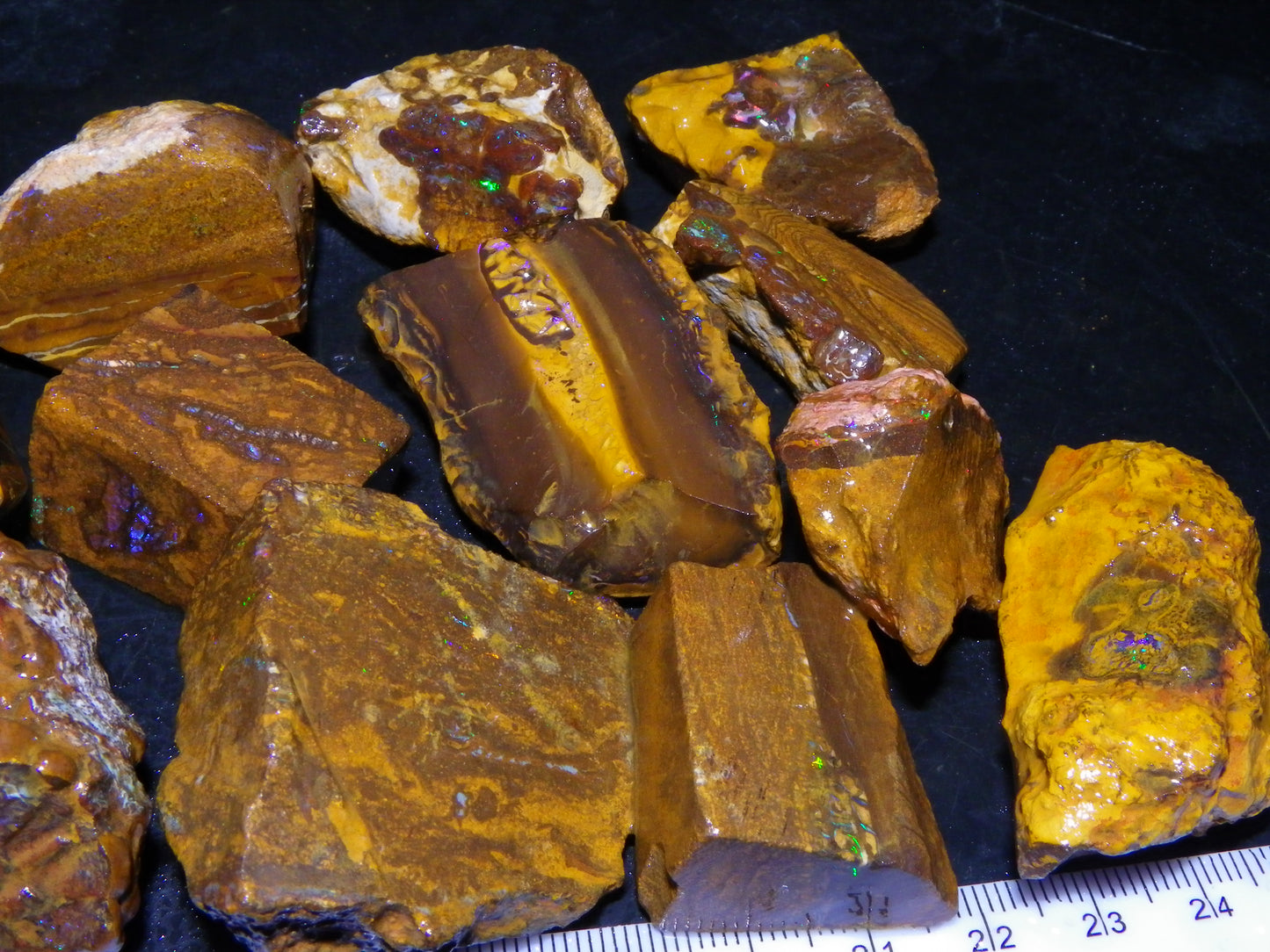 Nice Queensland Rough/Sliced Opal Parcel 1923cts Yowah/Koroit Nuts/Pattern Fires