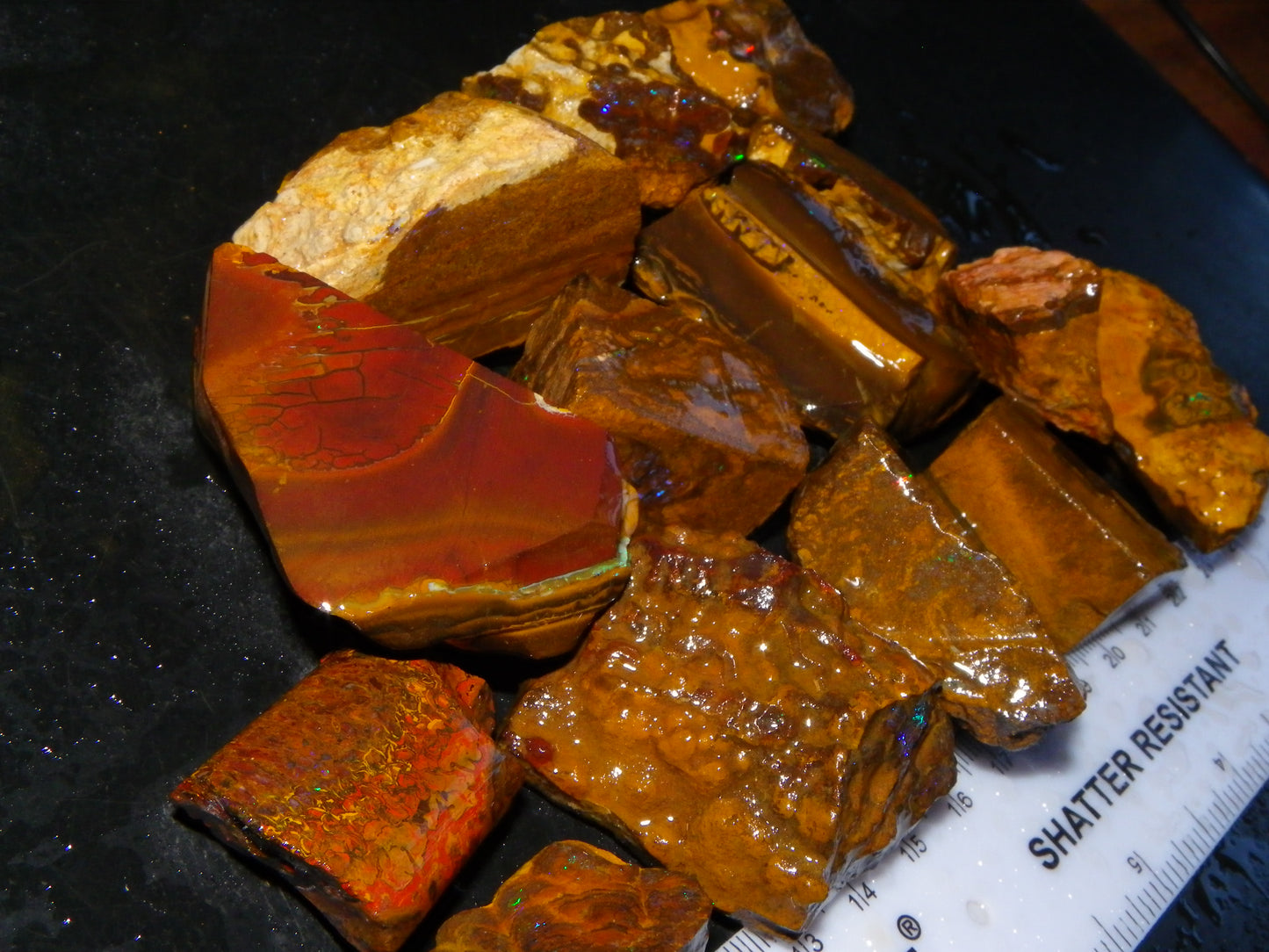 Nice Queensland Rough/Sliced Opal Parcel 1923cts Yowah/Koroit Nuts/Pattern Fires