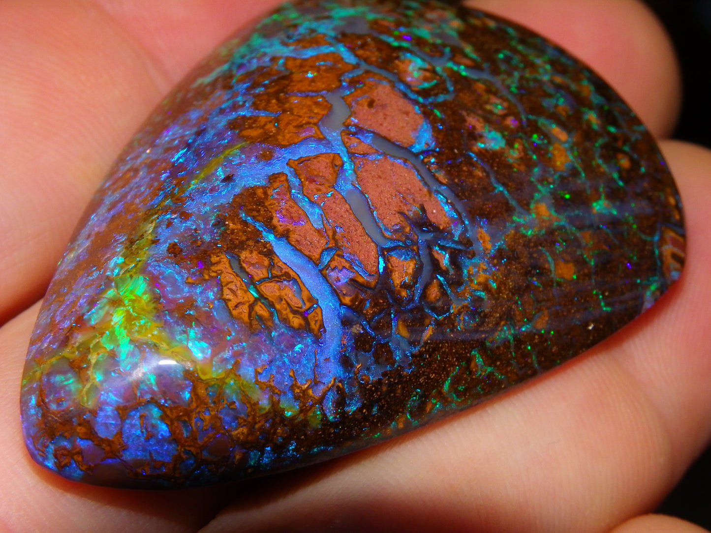 Large Koroit Opal Freeform/Cab 116.3cts Blue/Purple/Green Fires/Veins Queensland Australia
