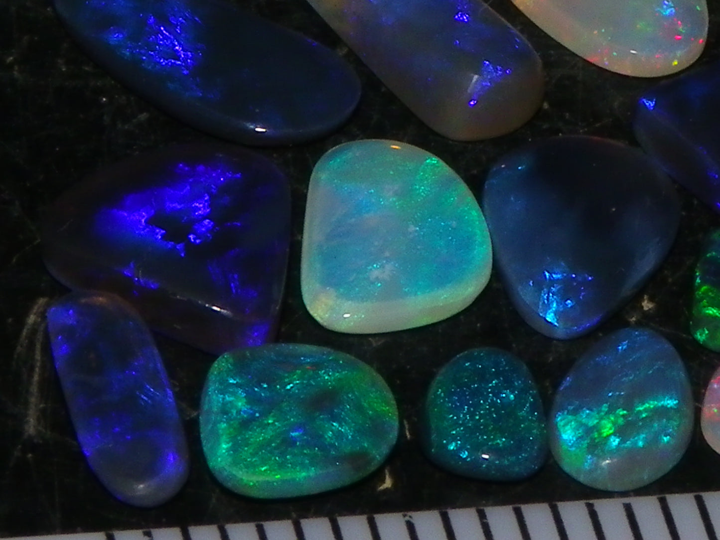 Nice Cut/Polished Lightning Ridge Opals 6.7cts Small Freeforms/Crystal/Seam Fires
