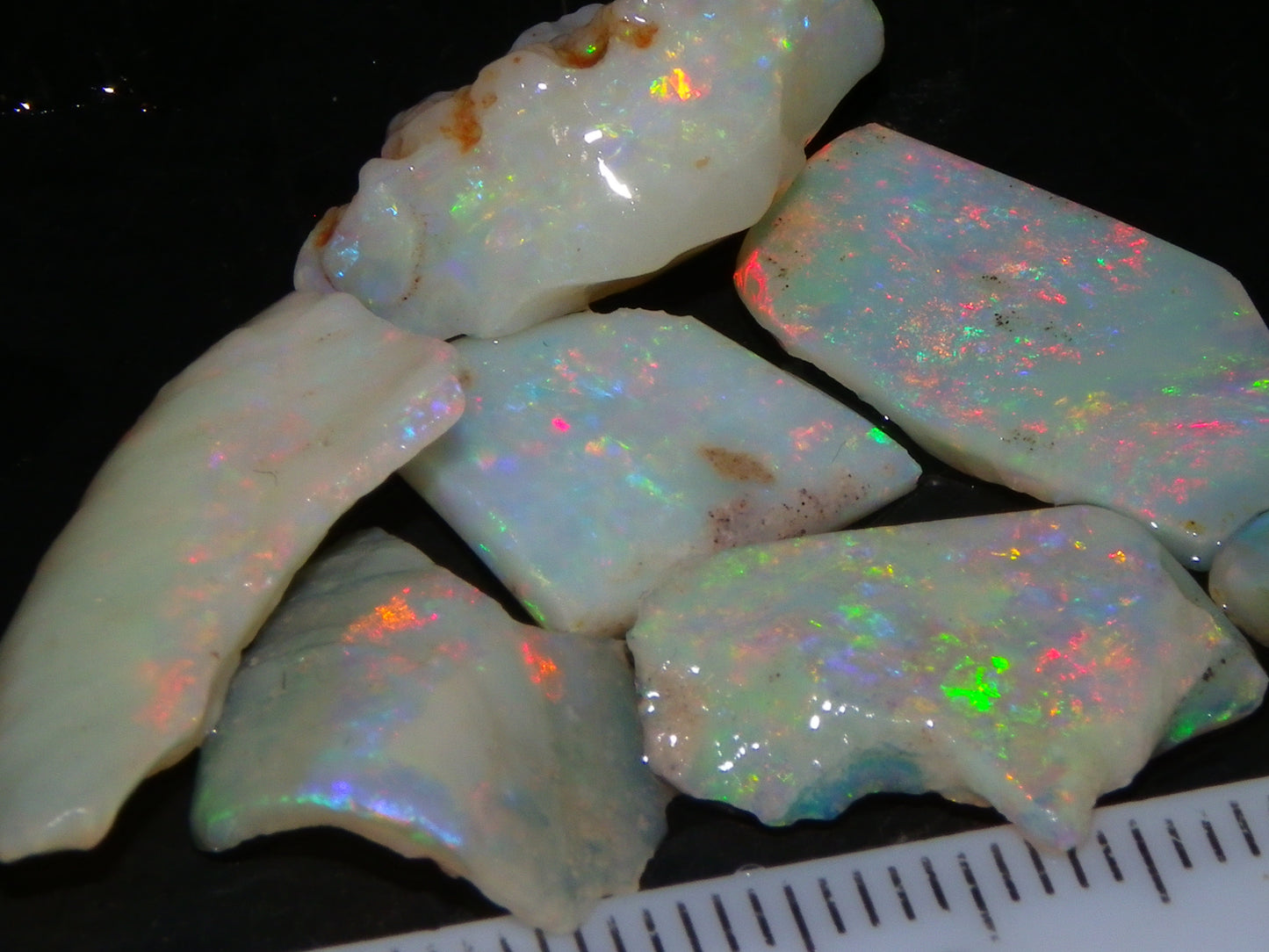 Nice Gem Skins Shell Opals 23cts Coober Pedy Australia Multiucolour Fires Specimens