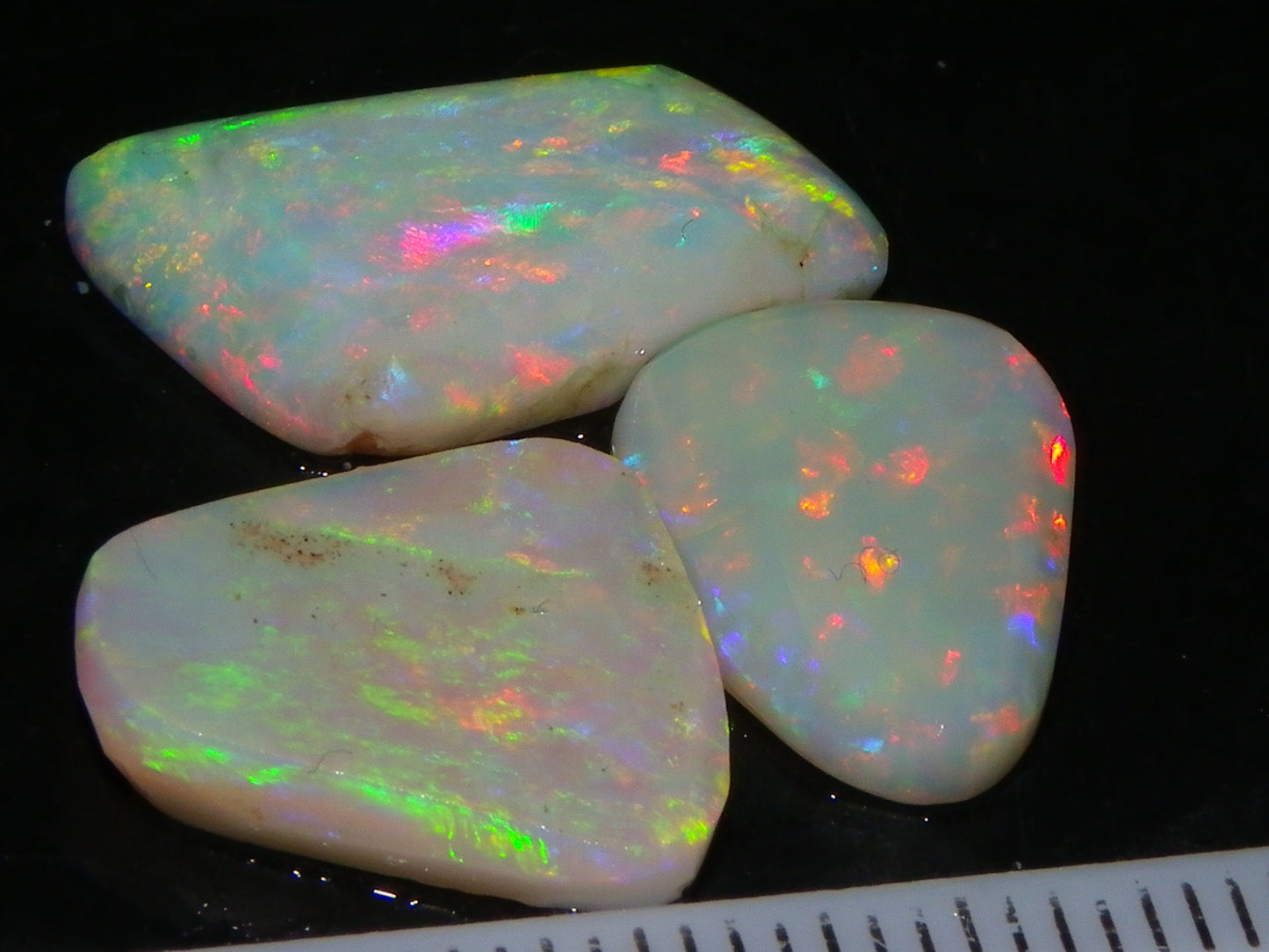 3 Gem Rubbed/Preform/Rough Opals 10.2cts Coober Pedy Multicolour Fires Australia Au