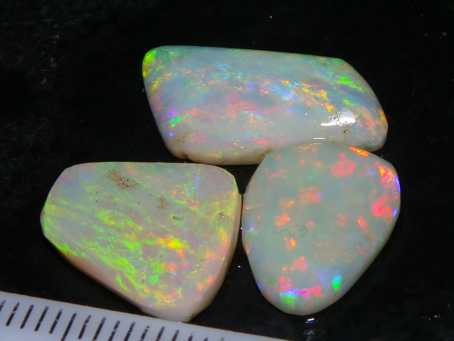 3 Gem Rubbed/Preform/Rough Opals 10.2cts Coober Pedy Multicolour Fires Australia Au