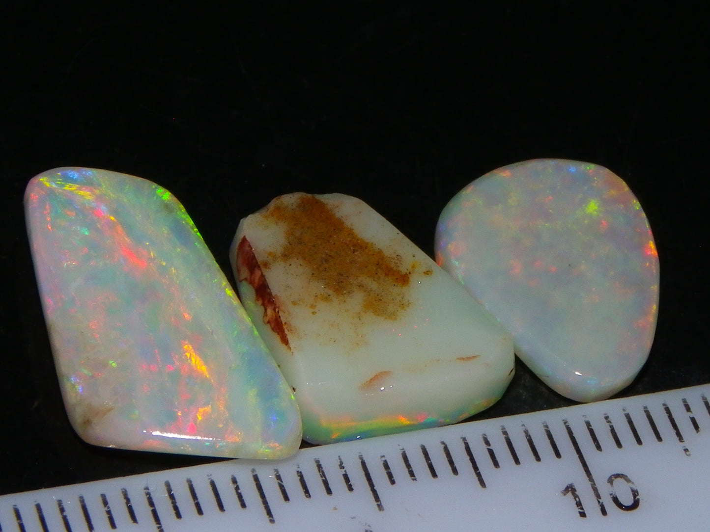 3 Gem Rubbed/Preform/Rough Opals 10.2cts Coober Pedy Multicolour Fires Australia Au