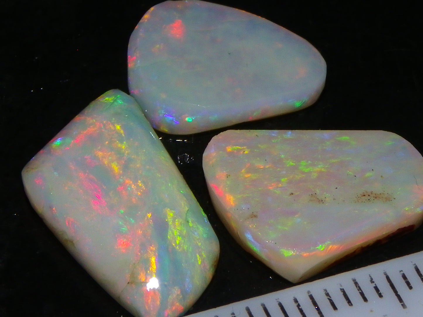 3 Gem Rubbed/Preform/Rough Opals 10.2cts Coober Pedy Multicolour Fires Australia Au