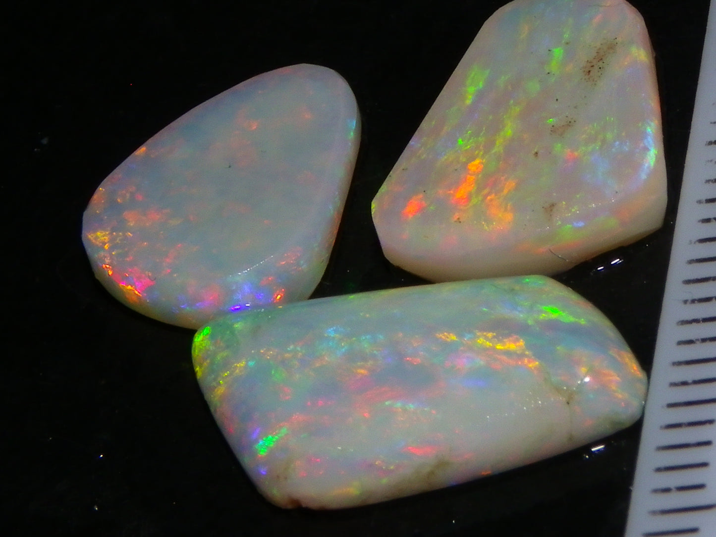 3 Gem Rubbed/Preform/Rough Opals 10.2cts Coober Pedy Multicolour Fires Australia Au