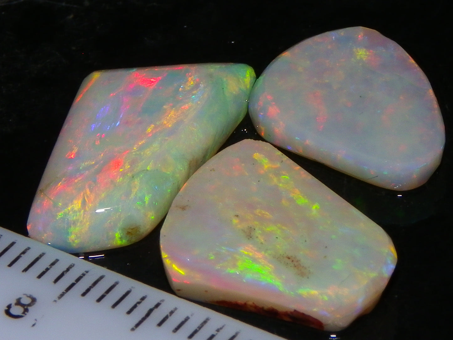 3 Gem Rubbed/Preform/Rough Opals 10.2cts Coober Pedy Multicolour Fires Australia Au