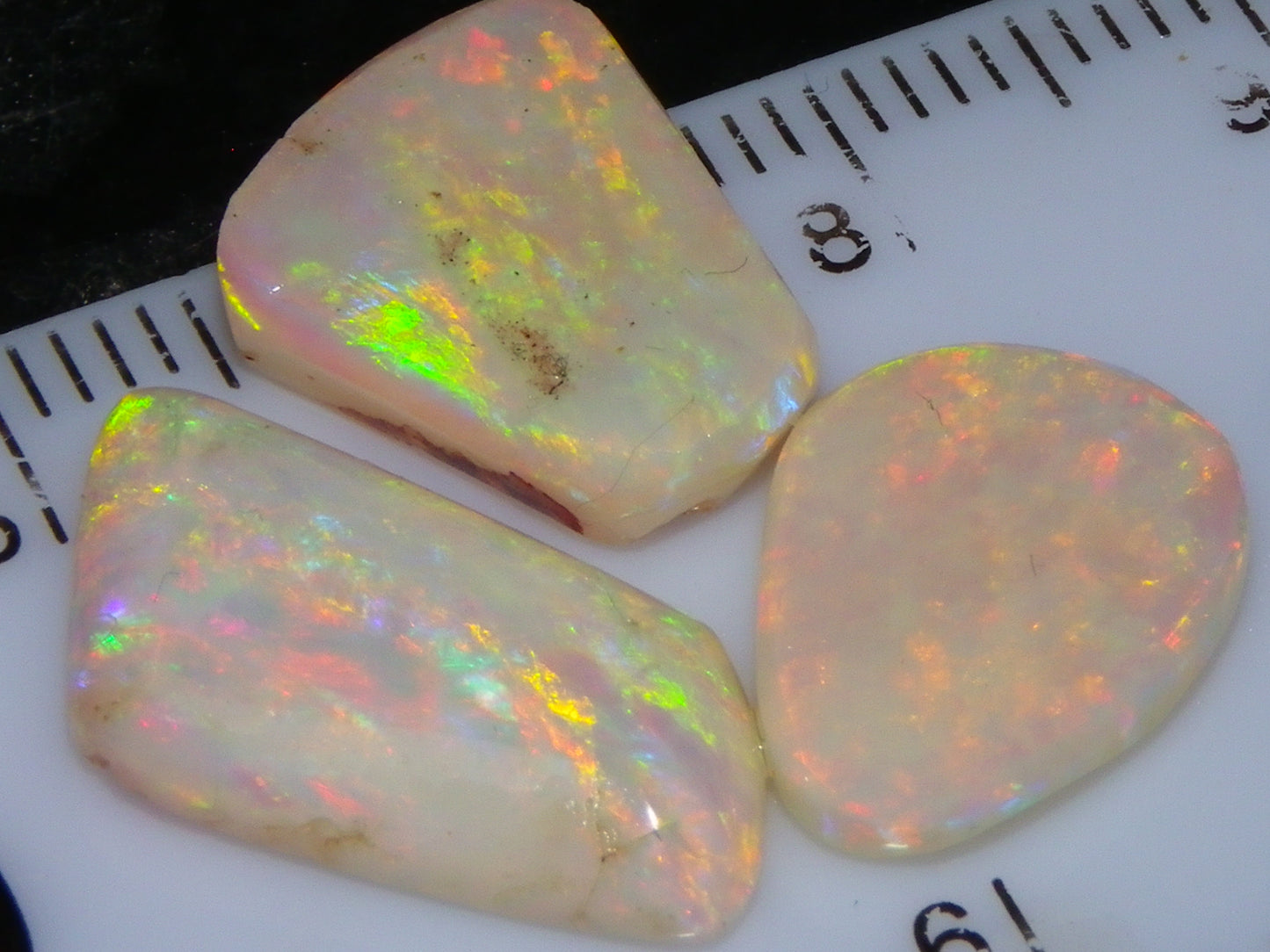 3 Gem Rubbed/Preform/Rough Opals 10.2cts Coober Pedy Multicolour Fires Australia Au