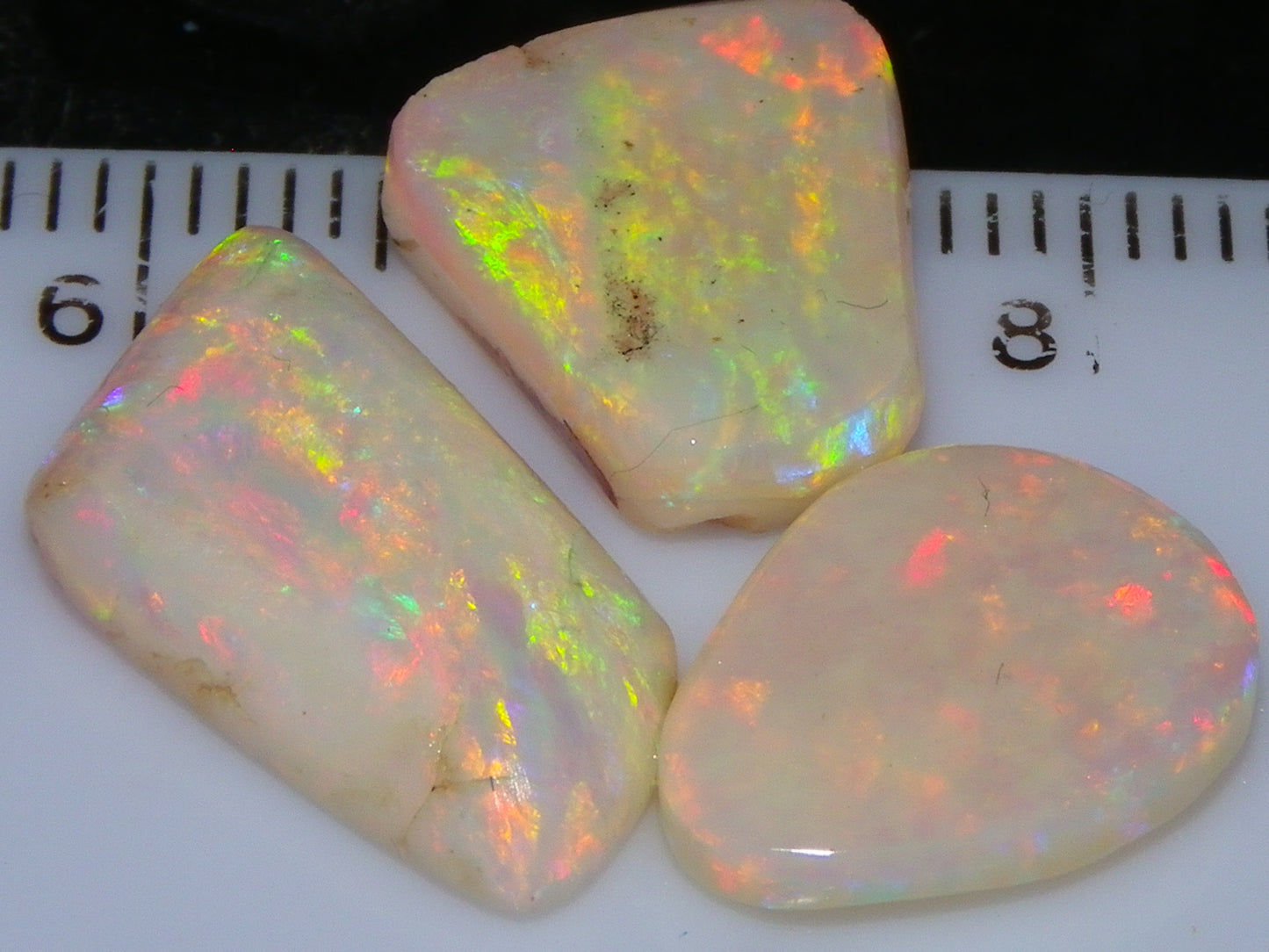 3 Gem Rubbed/Preform/Rough Opals 10.2cts Coober Pedy Multicolour Fires Australia Au