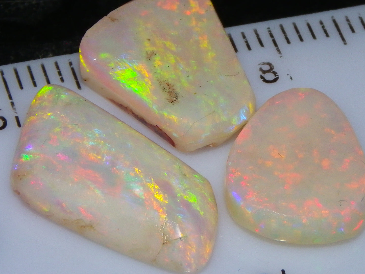 3 Gem Rubbed/Preform/Rough Opals 10.2cts Coober Pedy Multicolour Fires Australia Au
