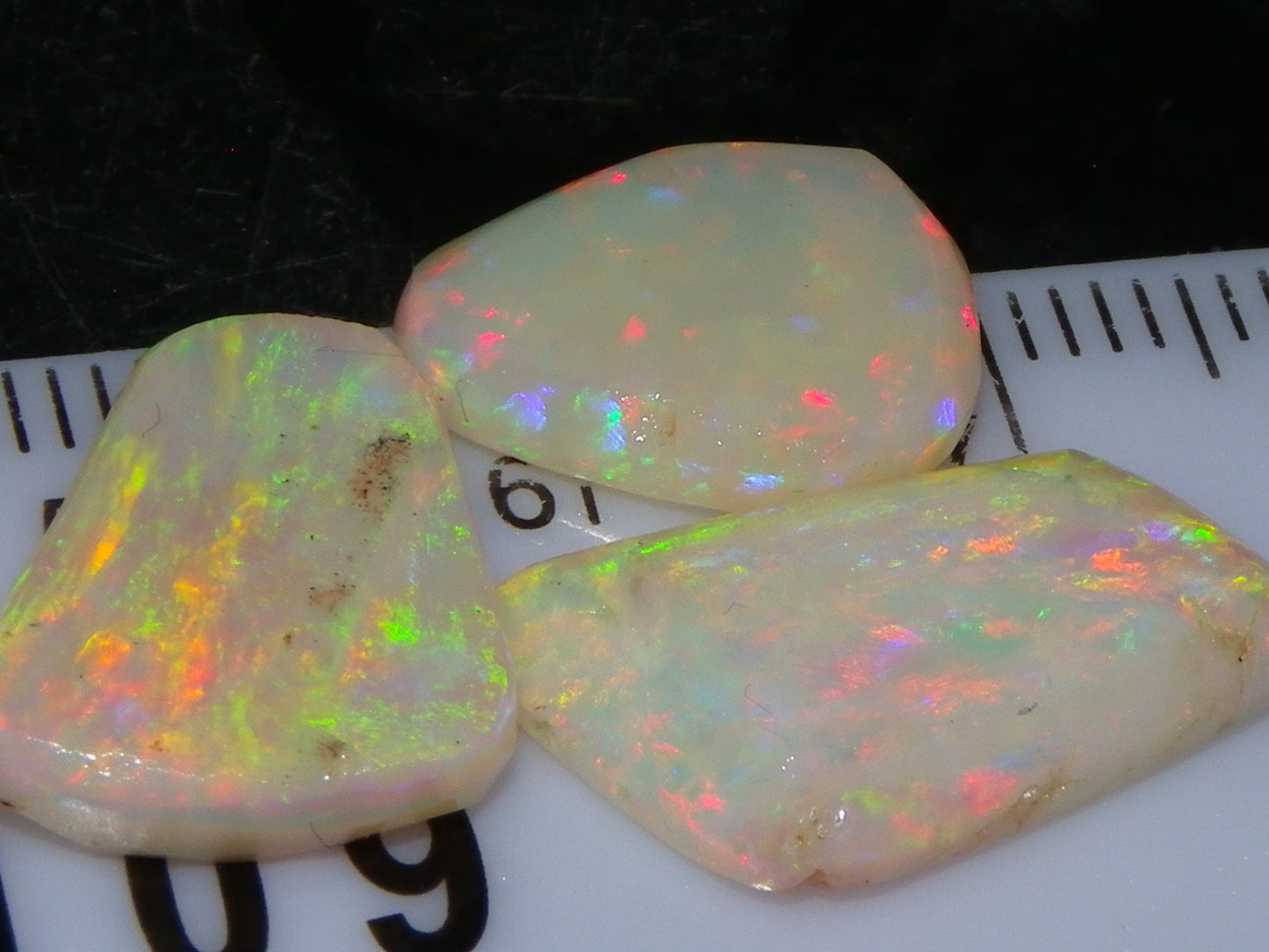 3 Gem Rubbed/Preform/Rough Opals 10.2cts Coober Pedy Multicolour Fires Australia Au
