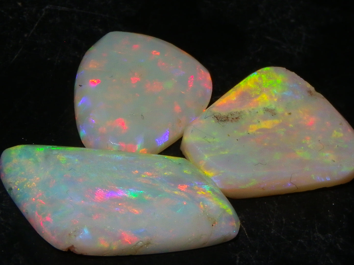 3 Gem Rubbed/Preform/Rough Opals 10.2cts Coober Pedy Multicolour Fires Australia Au