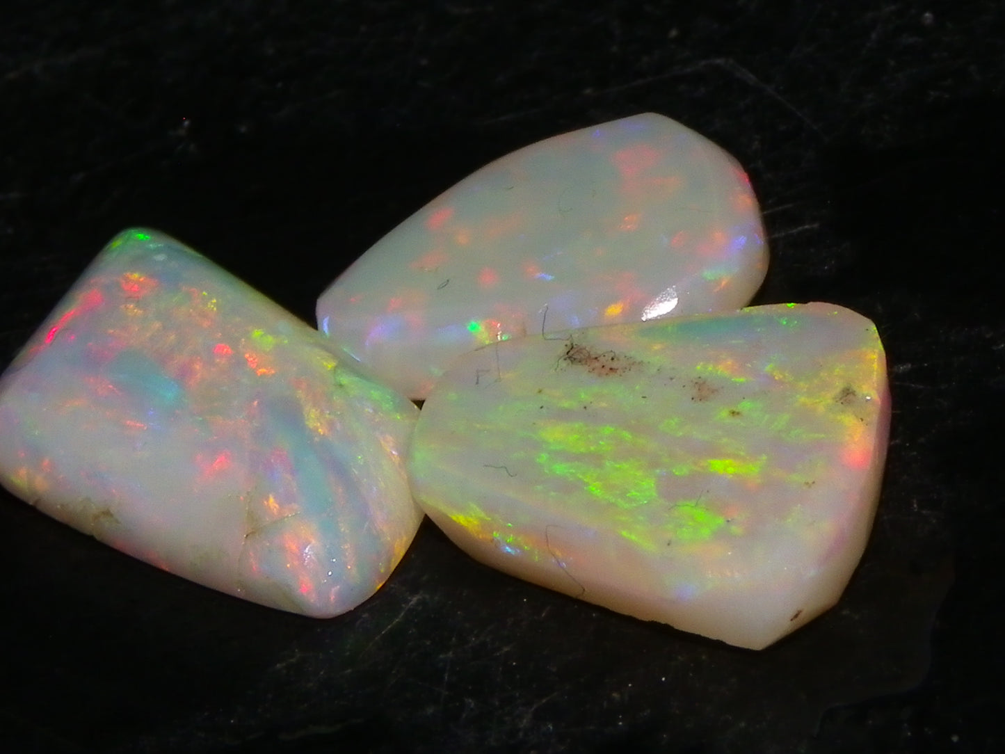 3 Gem Rubbed/Preform/Rough Opals 10.2cts Coober Pedy Multicolour Fires Australia Au