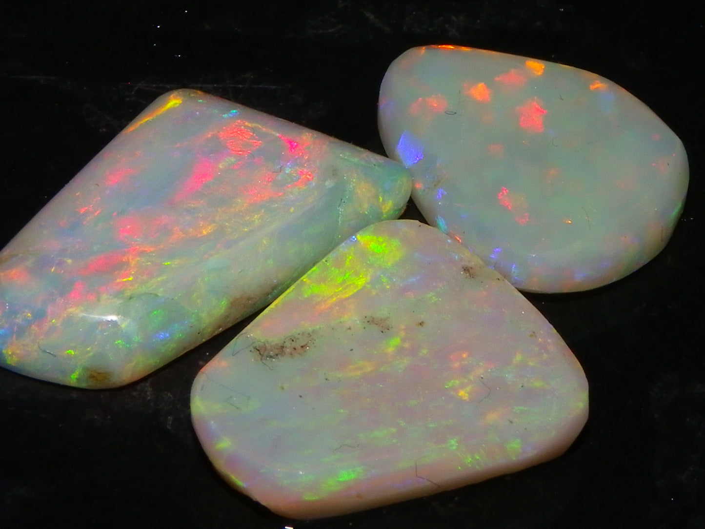 3 Gem Rubbed/Preform/Rough Opals 10.2cts Coober Pedy Multicolour Fires Australia Au