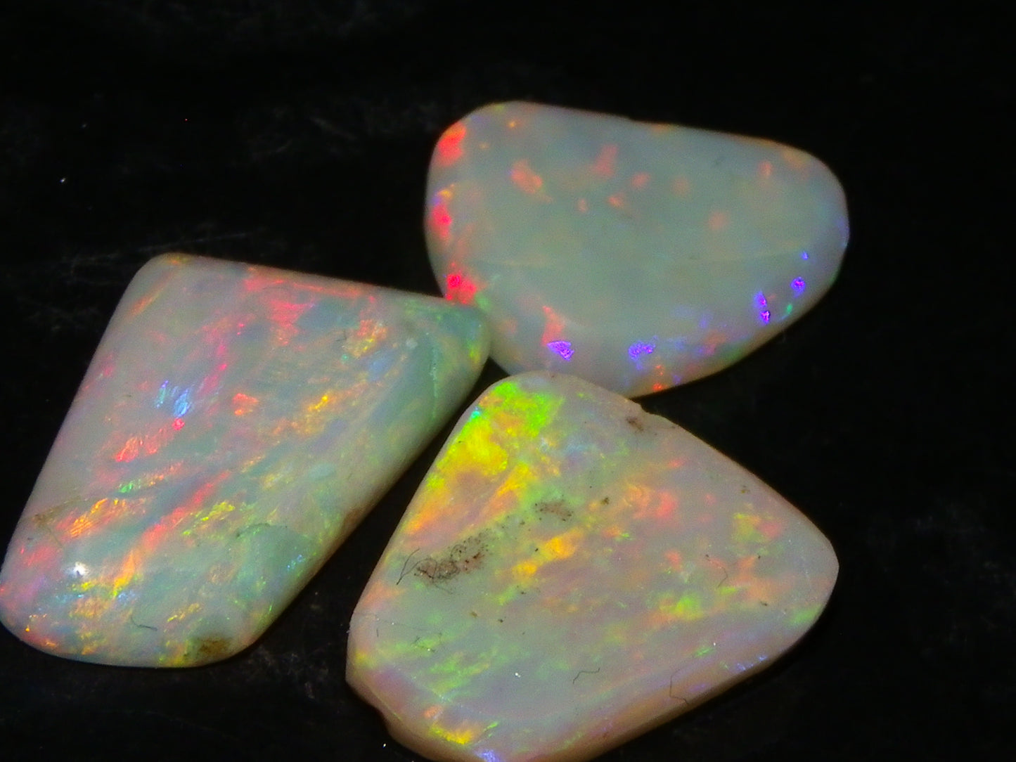 3 Gem Rubbed/Preform/Rough Opals 10.2cts Coober Pedy Multicolour Fires Australia Au