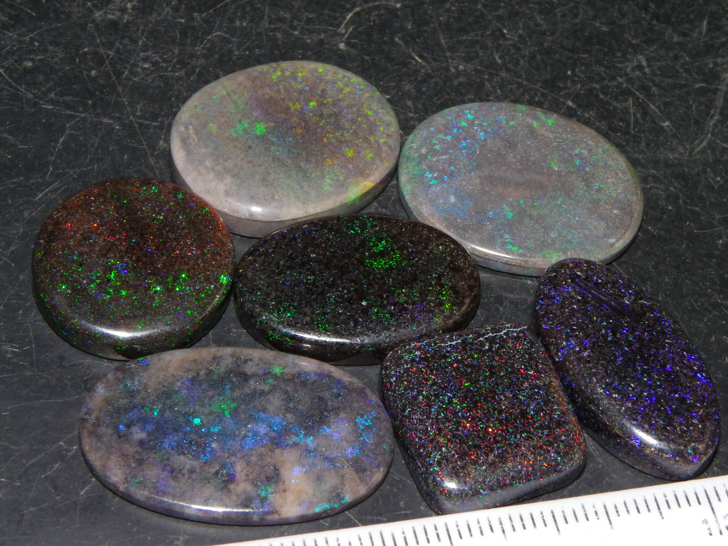 Nice Cut/Polished/Treated Andamooka Opal Parcel 85cts 7 Stones Blue/Green/Purple/Reds